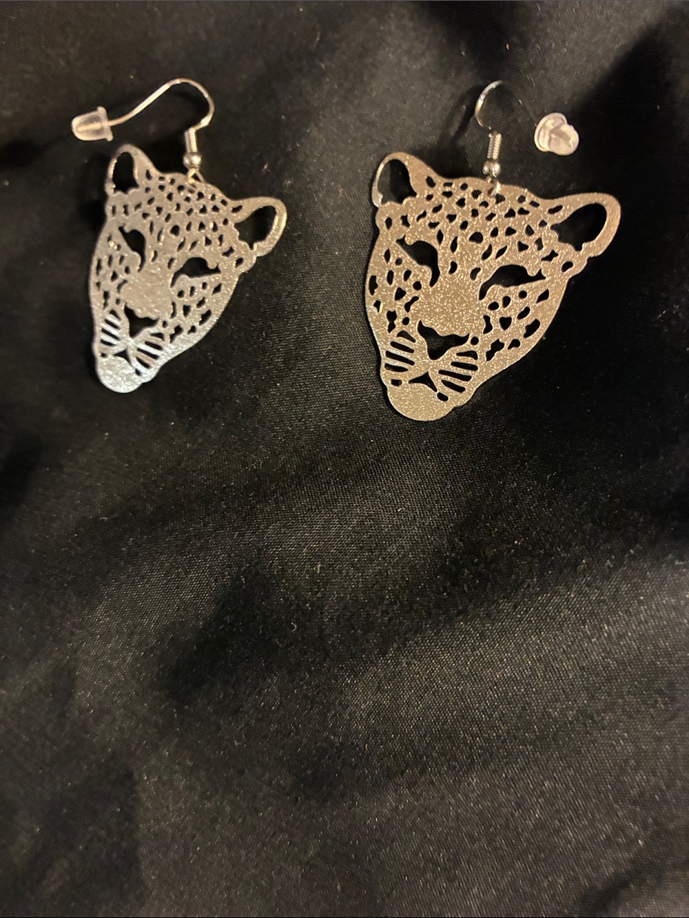 Silver Leopard Cutout Dangle Earrings - Feminine Statement Jewelry